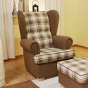 Horsens Ohrensessel Arvid Sessel - braun karo - 85 x 110 x 100 cm