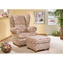 Horsens Ohrensessel Caro Sessel, Natur Karo, 85 x 100 x 110 cm, ohne Hocker