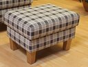 Sylt Ohrensessel Landsted Hocker, Dunkelgrau Karo, 64 x 48 x 42 cm