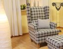 Sylt Ohrensessel Landsted Sessel, Dunkelgrau Karo, 80 x 92 x 110 cm