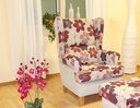 Sylt Ohrensessel Rotblume Sessel, unten Natur / oben Aubergine Blume, 80 x 92 x 110 cm