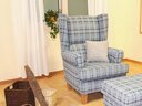 Sylt Ohrensessel Sommerhus Sessel, Blau Karo, 80 x 92 x 110 cm
