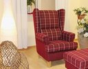 Sylt Polstergarnitur Vinrød Eiche Sessel, Weinrot Uni / Weinrot Karo, 80 x 92 x 110 cm