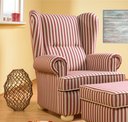 Horsens Ohrensessel Ella Sessel - rot/weiß gestreift - 85 x 110 x 100 cm