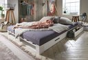 Palettenbett mit Schublade Doppelbett - weiß gewachst - 140 x 200 cm