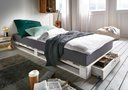 Palettenbett mit Schublade Einzelbett - weiß gewachst - 90 x 200 cm