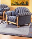 Polstergarnitur Borkum rustikal Sessel - blau gestreift - 105x95x90 cm
