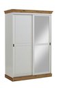 Schiebetürenschrank Kleiderschrank Bergen Kiefer Massiv 150 x 220 x 60 cm, weiß/gelaugt