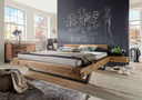 Schwebebalkenbett Kopenhagen Massivholz Wildeiche – Schwebendes Doppelbett im Scandi-Stil von TPT 140x200 cm / 164x224 cm