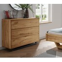 Faaborg Schlafzimmer Kommode mit Metallkufe, 3 Schubladen mit Griffleisten B105 x T45 x H88 cm, Wildeiche