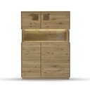 Highboard II mit Glaseinsatz und Beleuchtung Davos Wildeiche natur 103 x 43,5 x 144,5 cm