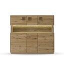 Highboard III mit Glaseinsatz und Beleuchtung Davos Wildeiche natur 164,5 x 43,5 x 144,5 cm