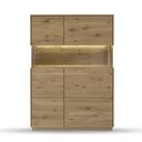 Highboard mit Glaseinsatz und Beleuchtung St. Gallen aus Wildeiche Wildeiche natur geölt, 103 cm