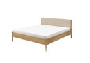Komplettbett 1 Holzpur aus Wildeiche mit Stoffkopfteil, Metallfrei 140 x 200 cm