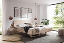 Massivholzbett Bozen Wildeiche Bianco geölt | Holzkopfteil Baumkante, Holzkufe Bianco geölt - 140 x 200 cm