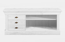 TV Lowboard Schrank Bergen Massivholz 143,1 x 59,4 x 45,1cm, komplett weiß