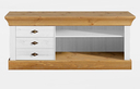 TV Lowboard Schrank Bergen Massivholz 143,1 x 59,4 x 45,1cm, weiß / gelaugt geölt