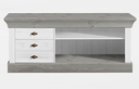 TV Lowboard Schrank Bergen Massivholz 143,1 x 59,4 x 45,1cm, weiß / grau