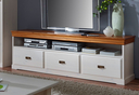 TV Schrank weiß Landhaus Nordic 190 x 63 x 43 cm, 3 Schubkästen