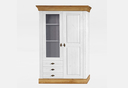 Landhaus Vitrine Bergen Kiefer Massiv 107,5x163,4x45 cm, weiß / gelaugt geölt