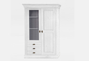 Landhaus Vitrine Bergen Kiefer Massiv 107,5x163,4x45 cm, komplett weiß