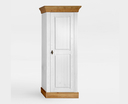 Massivholz Vitrine mit Holztür Bergen Landhausstil 65,3x163,4x45cm, weiß / gelaugt geölt
