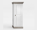Massivholz Vitrine mit Holztür Bergen Landhausstil 65,3x163,4x45cm, weiß / grau