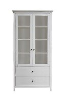 Kiefer Massivholz Doppelvitrine Wohnglücklich mit Glastür weiß gewachst - 101 x 200 x 40 cm