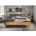 Komplettbett Kiel 4 aus Kiefer mit Metallkufe und Stoffkopfteil 140 x 200 cm, Kiefer gelaugt